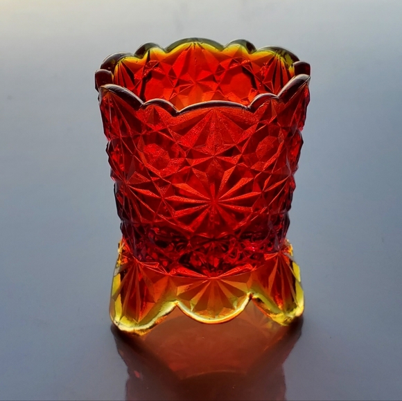Vntg Amberina "Daisy and Button" Toothpick / Matchstick Holder - Picture 12 of 12